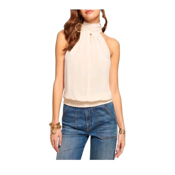 NWT Ramy Brook Sunny High Neck Tank Top In Light Sand Stone Ivory Size XL - Picture 1 of 9